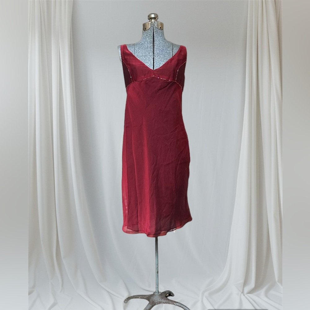 Laundry by shelli segal red slip style dress. Red size 4 midi. Black under layer